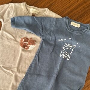 Charming Animal Print Kids Sweaters - Blue and Cream